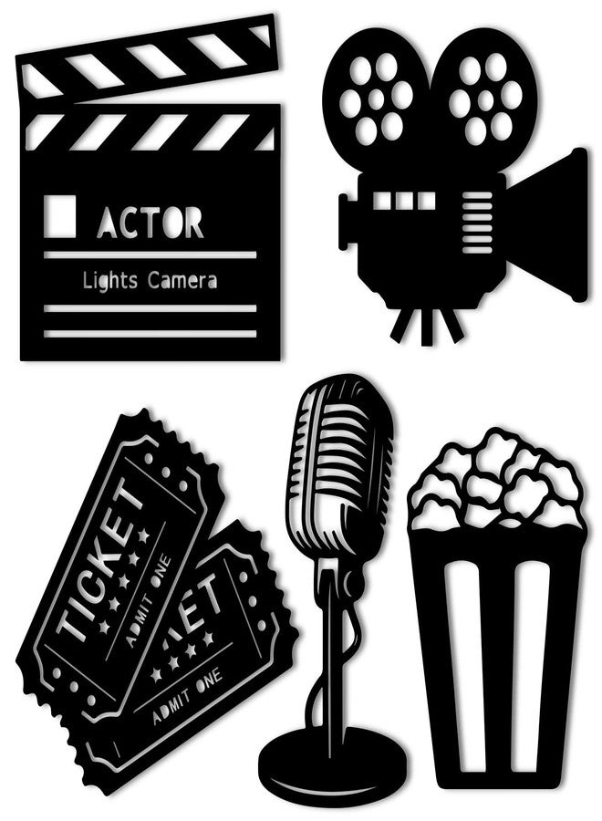 Yookeer خمس قطع ديكور لغرفة الوسائط المتعددة: بكرة فيلم خشبية، ديكور مسرح منزلي، لوحة جدارية سينمائية، بكرة فيلم، حركة مسرحية، لافتة تذاكر فشار، ديكورات حفلات ذات طابع ليلة سينمائية للمنزل، غرفة النوم، المكتب، الاستوديو - Image 1